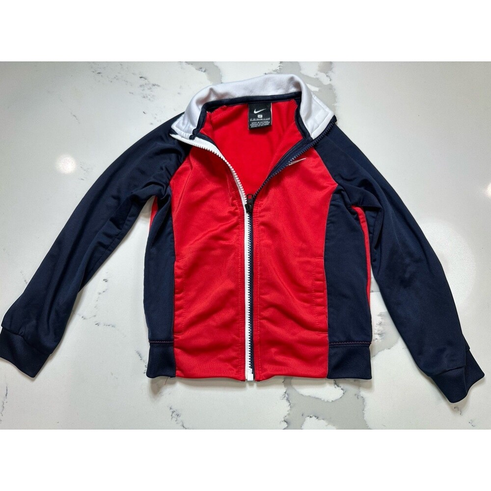 Nike Toddler Boys Red Navy Blue Full Zip Track Jacket Swoosh Logo 4T
